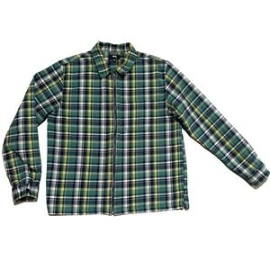 Stussy Classic Zip Up Plaid L/S Shirt Mens Medium Green Cotton Streetwear Skate